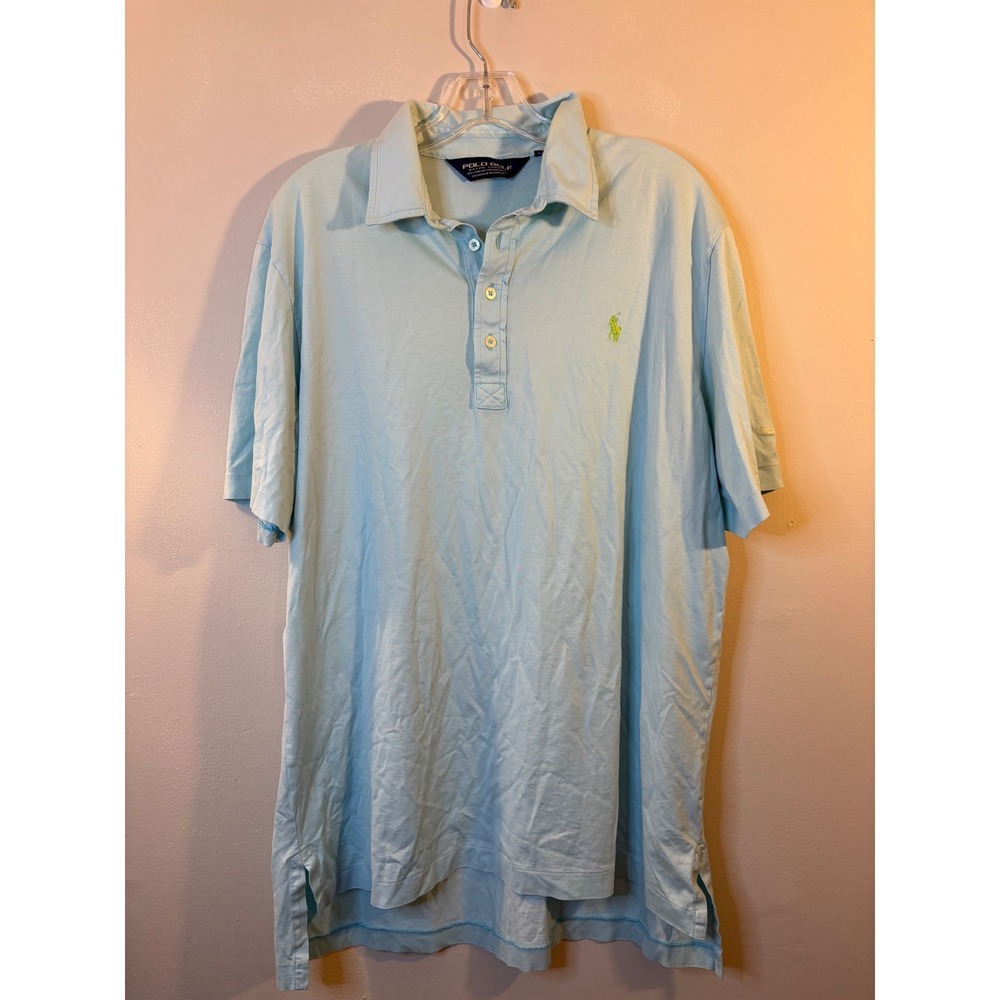 Polo Golf Ralph Lauren Light Aqua Blue Pima Cotton Shirt L Cedarbrook CC